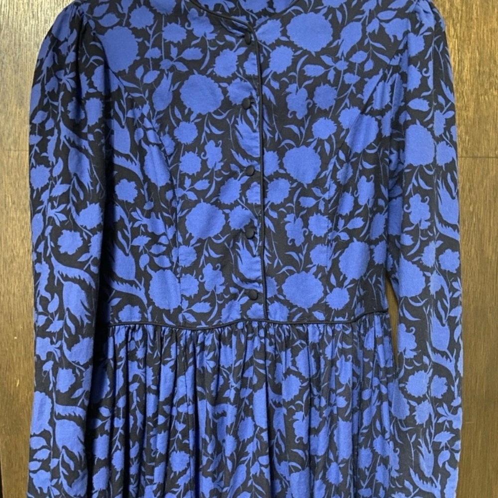 Vintage Laura Ashley Cotton & Wool Floral Dress Maxi US Size 12 - Picture 2 of 9